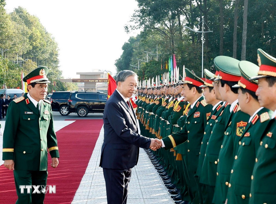 Tổng Bí thư Tô Lâm và các đại biểu. (Ảnh: Thống Nhất/TTXVN)