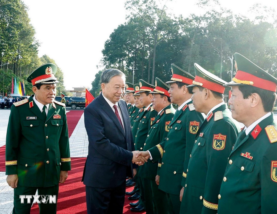 Tổng Bí thư Tô Lâm và các đại biểu. (Ảnh: Thống Nhất/TTXVN)