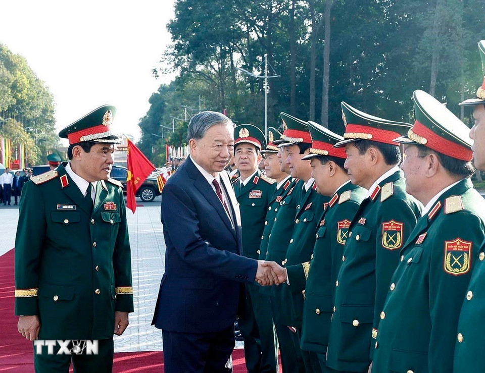 Tổng Bí thư Tô Lâm và các đại biểu. (Ảnh: Thống Nhất/TTXVN)