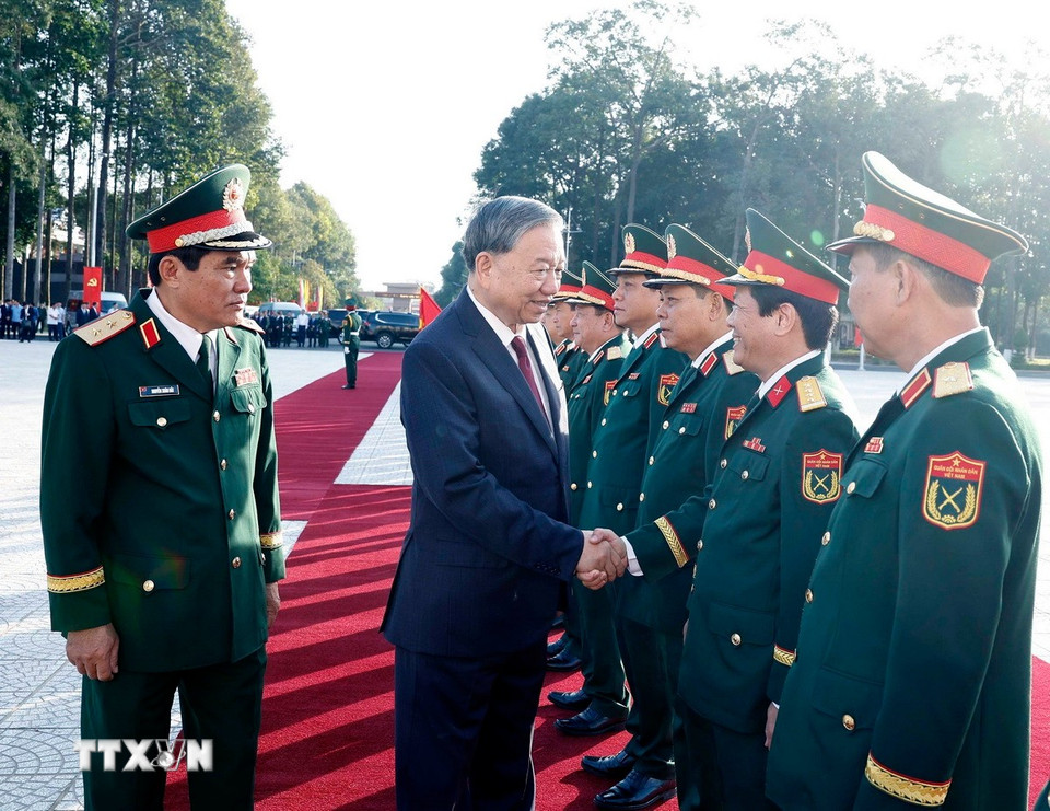 Tổng Bí thư Tô Lâm và các đại biểu. (Ảnh: Thống Nhất/TTXVN)