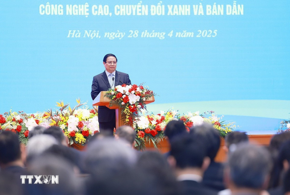 Thủ tướng Phạm Minh Chính phát biểu tại Diễn đàn doanh nghiệp Việt Nam-Nhật Bản. (Ảnh: Dương Giang/TTXVN)