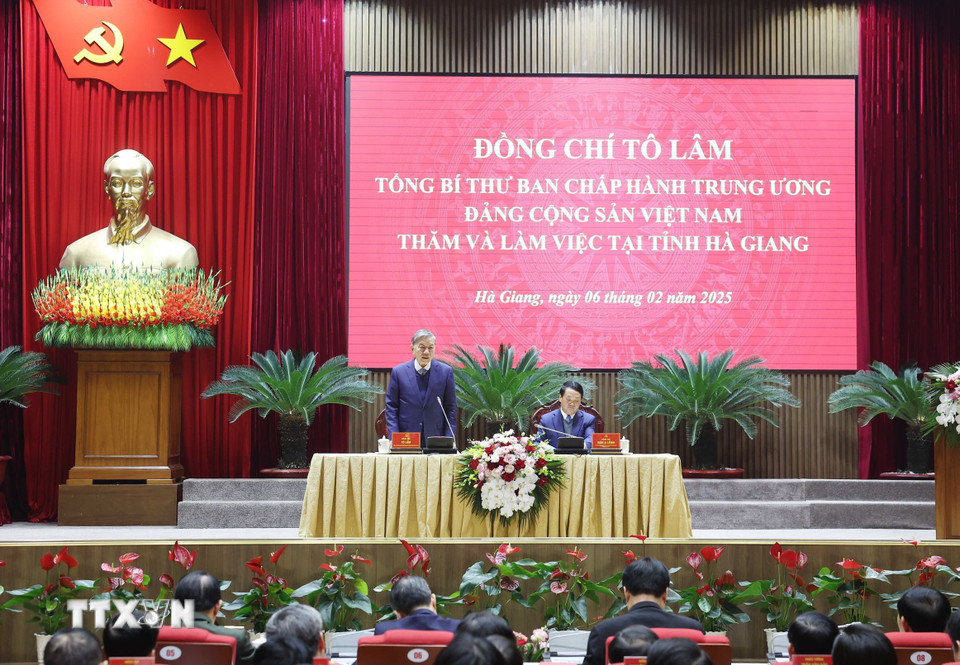 Tổng Bí thư Tô Lâm phát biểu. (Ảnh: Thống Nhất/TTXVN)