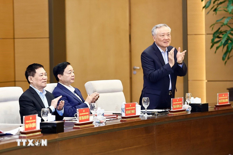 Các Phó Thủ tướng Chính phủ dự hội nghị. (Ảnh: Doãn Tấn/TTXVN)