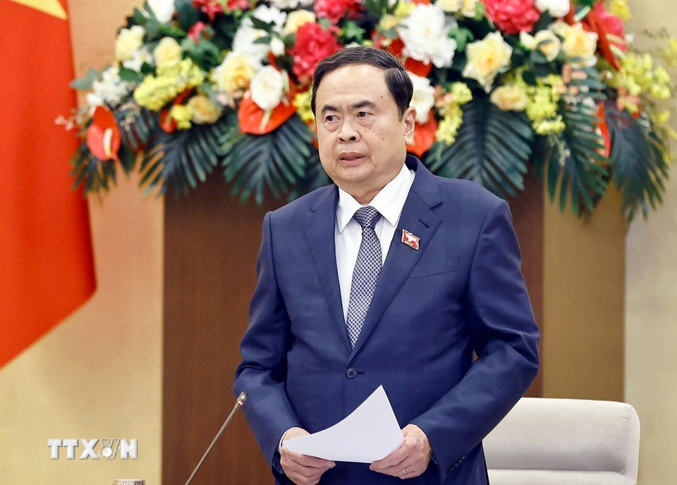 Chủ tịch Quốc hội Trần Thanh Mẫn phát biểu. (Ảnh: Doãn Tấn/TTXVN)