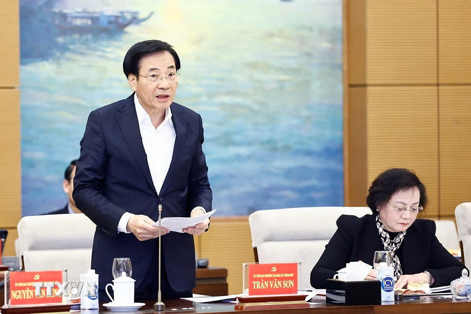 Bộ trưởng, Chủ nhiệm Văn phòng Chính phủ Trần Văn Sơn phát biểu. (Ảnh: Doãn Tấn/TTXVN)