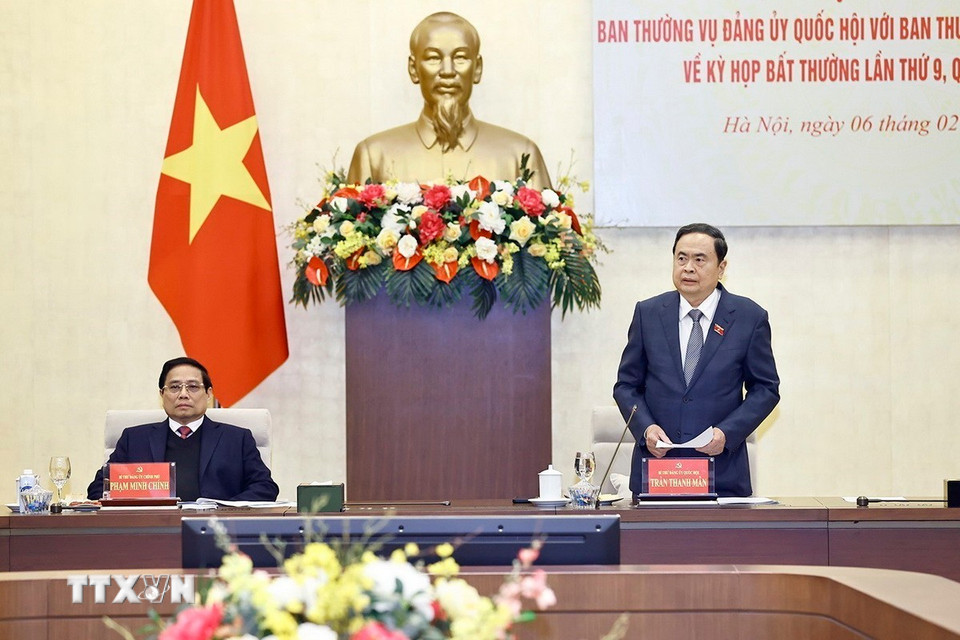 Chủ tịch Quốc hội Trần Thanh Mẫn phát biểu. (Ảnh: Doãn Tấn/TTXVN)