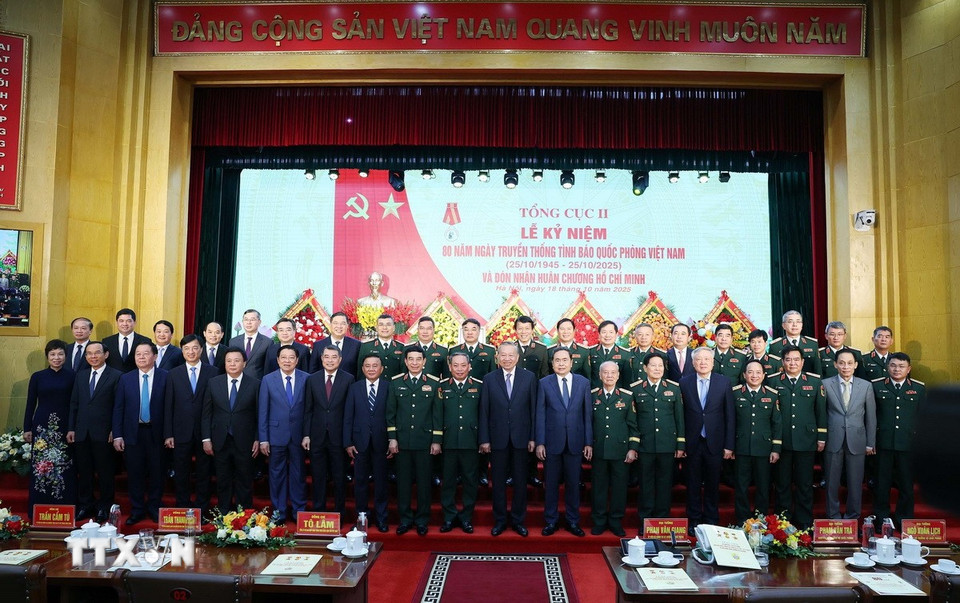 Tổng Bí thư Tô Lâm, Bí thư Quân ủy Trung ương và các đại biểu. (Ảnh: Thống Nhất/ TTXVN)