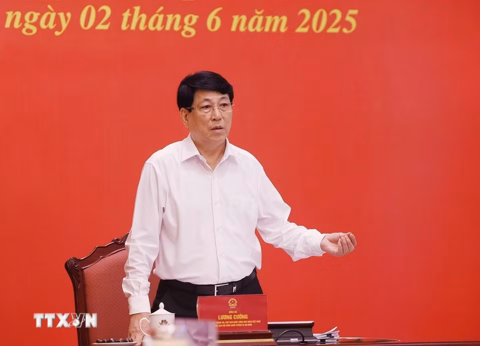 Chủ tịch nước Lương Cường phát biểu chỉ đạo. (Ảnh: Lâm Khánh/TTXVN)