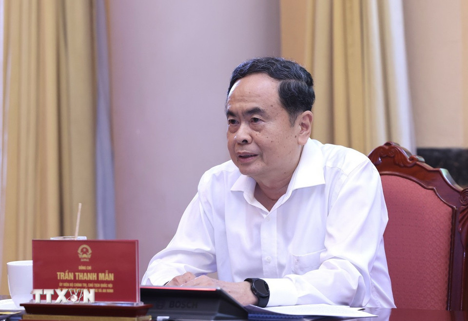 Chủ tịch Quốc hội Trần Thanh Mẫn phát biểu. (Ảnh: Lâm Khánh/TTXVN)