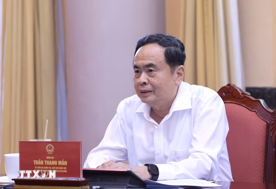Chủ tịch Quốc hội Trần Thanh Mẫn phát biểu. (Ảnh: Lâm Khánh/TTXVN)