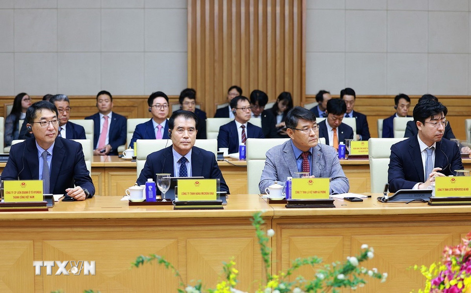 Đại diện các doanh nghiệp Hàn Quốc tham dự tọa đàm. (Ảnh: Dương Giang/TTXVN)
