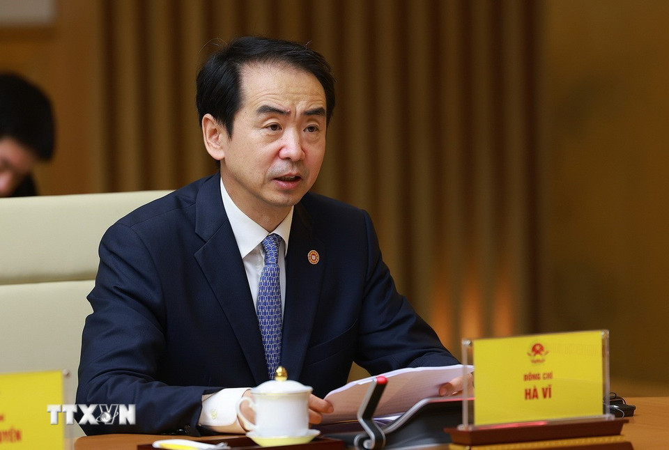 Đại sứ Trung Quốc tại Việt Nam Hà Vĩ phát biểu. (Ảnh: Dương Giang/TTXVN)