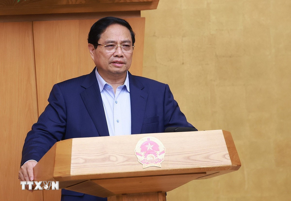 Thủ tướng Phạm Minh Chính chủ trì Phiên họp Chính phủ thường kỳ tháng 9 năm 2025, trực tuyến đến các địa phương. (Ảnh: Dương Giang/TTXVN)