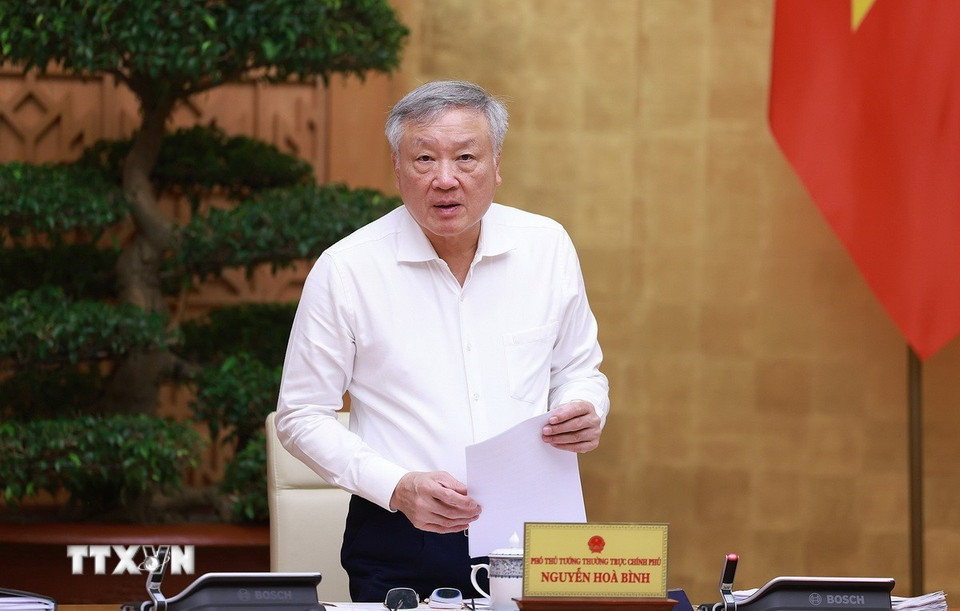 Phó Thủ tướng thường trực Nguyễn Hòa Bình phát biểu. (Ảnh: Dương Giang/TTXVN)