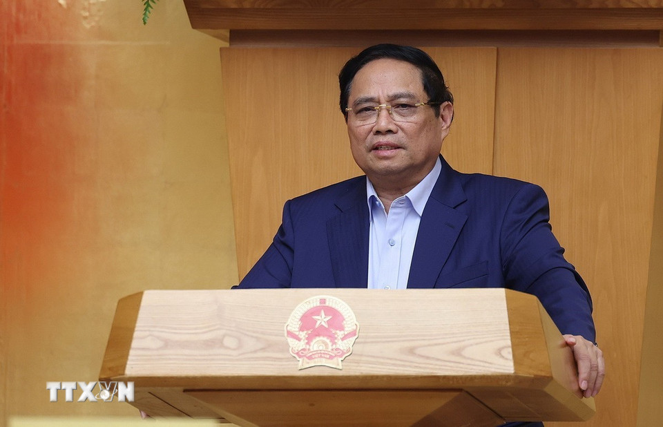 Thủ tướng Phạm Minh Chính kết luận Phiên họp Chính phủ thường kỳ tháng 9 năm 2025. (Ảnh: Dương Giang/TTXVN)