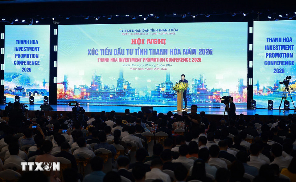Quang cảnh Hội nghị Xúc tiến đầu tư tỉnh Thanh Hóa năm 2026. (Ảnh: Dương Giang/TTXVN)