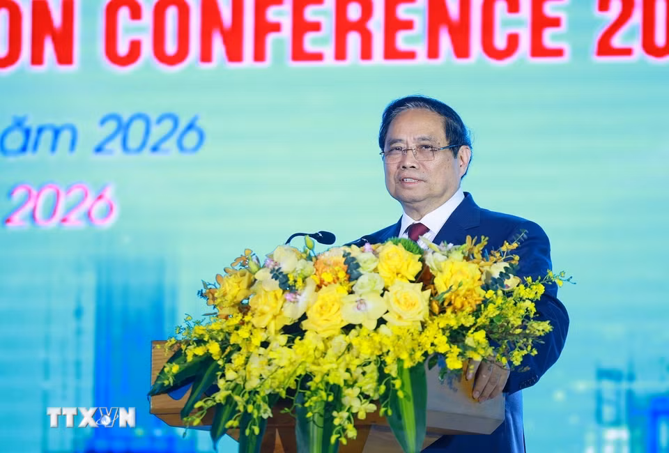 Thủ tướng Phạm Minh Chính phát biểu tại Hội nghị Xúc tiến đầu tư tỉnh Thanh Hóa năm 2026. (Ảnh: Dương Giang/TTXVN)