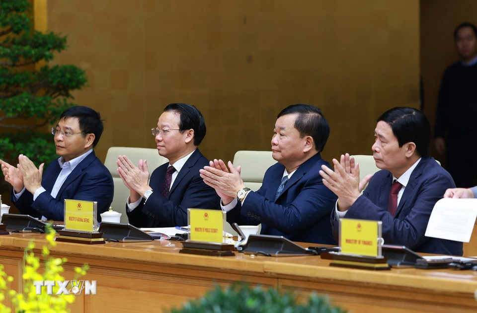 Đại diện các bộ, ngành của Việt Nam tham dự tọa đàm. (Ảnh: Dương Giang/TTXVN)