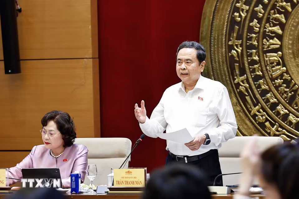 Chủ tịch Quốc hội Trần Thanh Mẫn phát biểu. (Ảnh: Doãn Tấn/TTXVN)