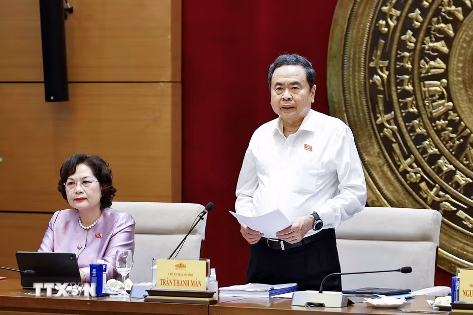 Chủ tịch Quốc hội Trần Thanh Mẫn phát biểu. (Ảnh: Doãn Tấn/TTXVN)