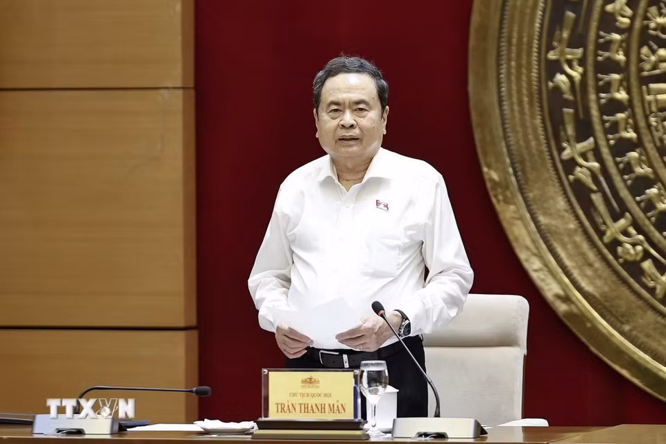 Chủ tịch Quốc hội Trần Thanh Mẫn phát biểu. (Ảnh: Doãn Tấn/TTXVN)
