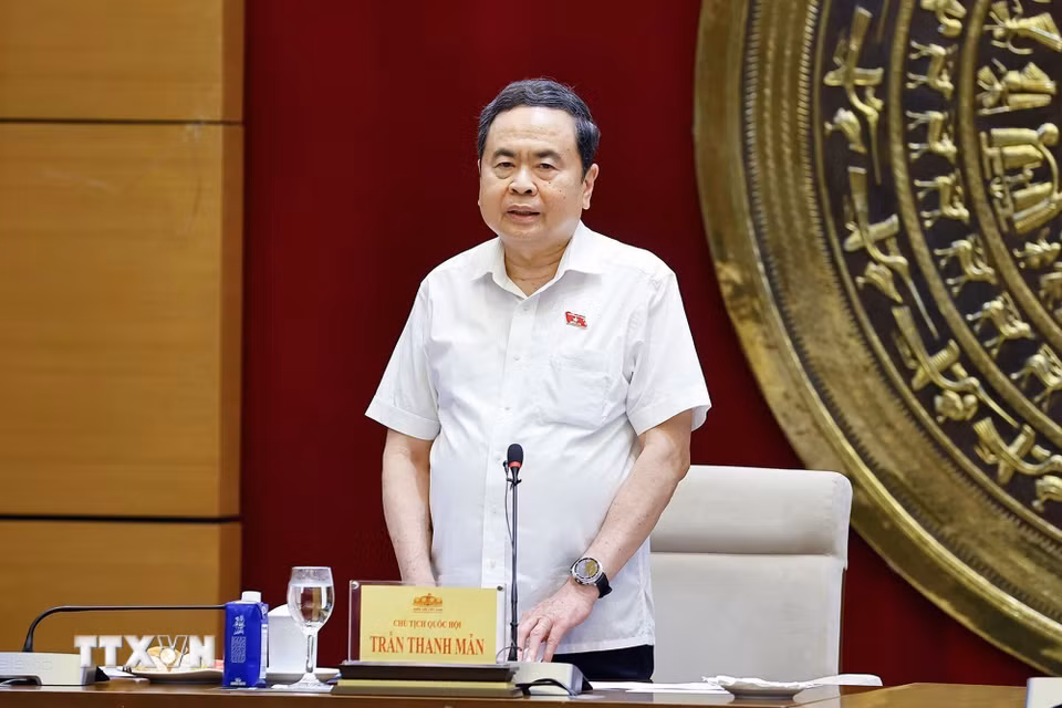 Chủ tịch Quốc hội Trần Thanh Mẫn phát biểu. (Ảnh: Doãn Tấn/TTXVN)