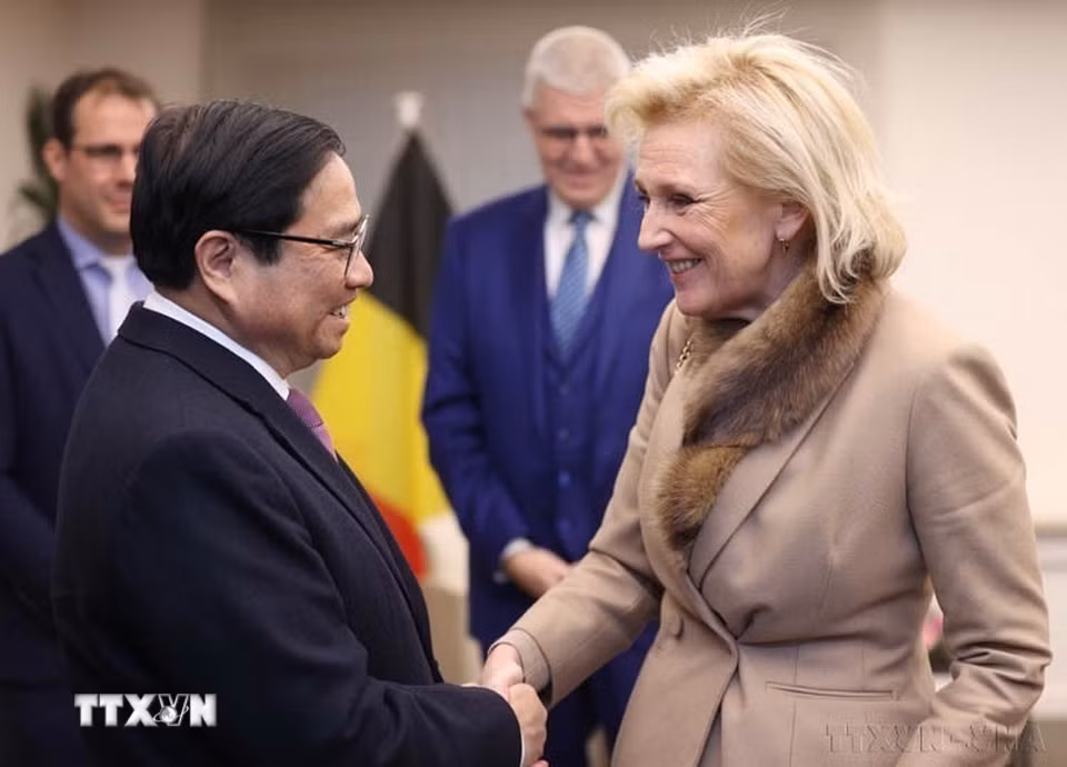 Thủ tướng Phạm Minh Chính gặp Công chúa Vương quốc Bỉ Astrid (Brussels, 15/12/2022). (Ảnh: Dương Giang/TTXVN)
