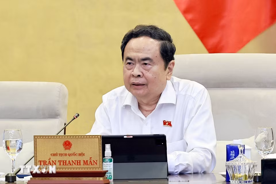 Chủ tịch Quốc hội Trần Thanh Mẫn phát biểu. (Ảnh: Doãn Tấn/TTXVN)