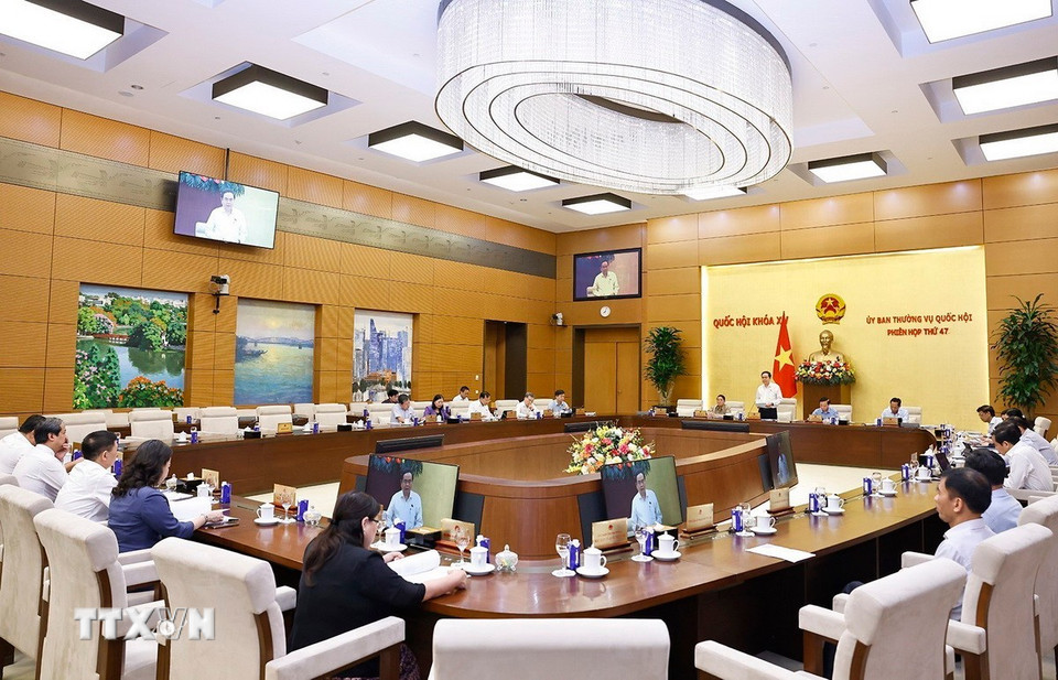 Quang cảnh phiên họp thứ 47 của Ủy ban Thường vụ Quốc hội. (Ảnh: Doãn Tấn/ TTXVN)