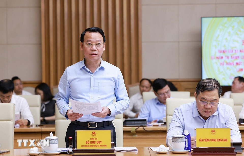 Bộ trưởng Bộ Nông nghiệp và Môi trường Đỗ Đức Duy phát biểu. (Ảnh: Dương Giang/TTXVN)