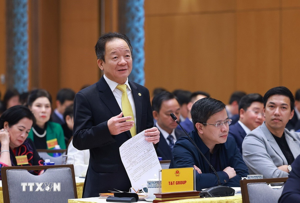 Ông Đỗ Quang Hiển, Chủ tịch Điều hành Tập đoàn T&amp;T Group phát biểu. (Ảnh: Dương Giang/TTXVN)