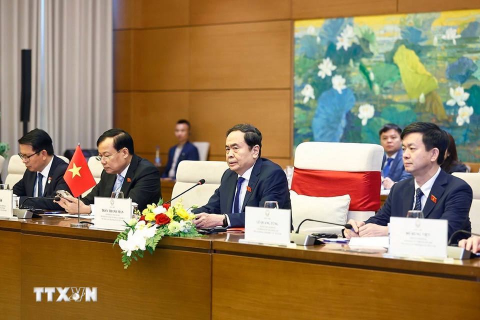 Chủ tịch Quốc hội Trần Thanh Mẫn phát biểu. (Ảnh: Doãn Tấn/TTXVN)