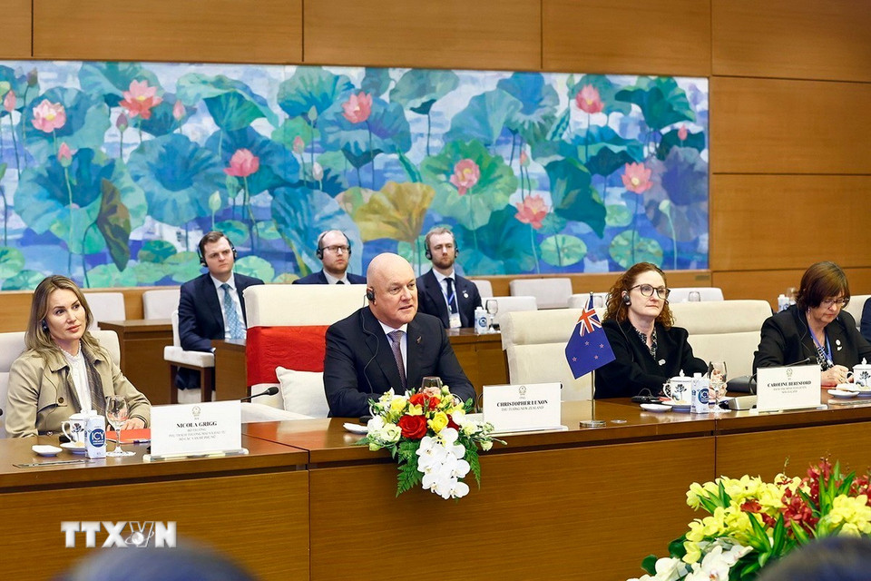 Thủ tướng New Zealand Christopher Luxon phát biểu. (Ảnh: Doãn Tấn/TTXVN)