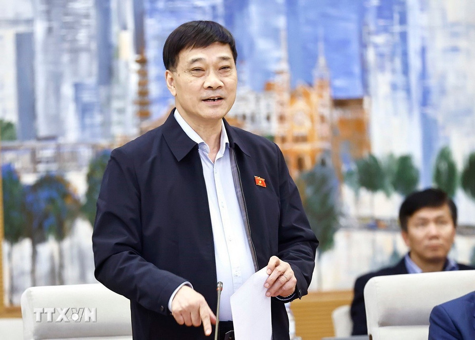 Chủ nhiệm Ủy ban Kinh tế của Quốc hội Vũ Hồng Thanh phát biểu. (Ảnh: Doãn Tấn/TTXVN)