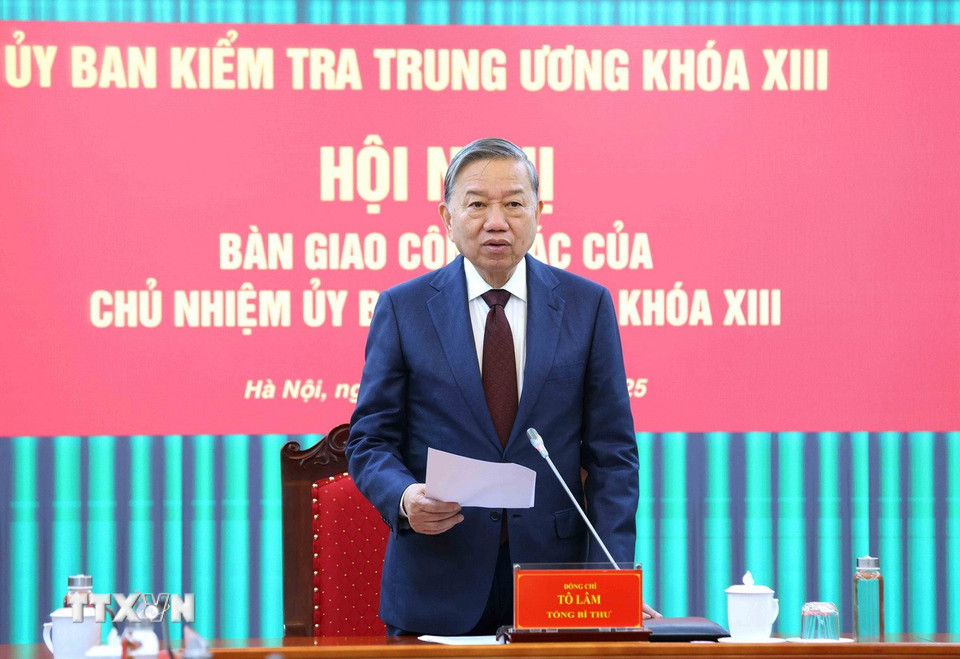 Tổng Bí thư Tô Lâm phát biểu chỉ đạo Hội nghị. (Ảnh: Phương Hoa/TTXVN)