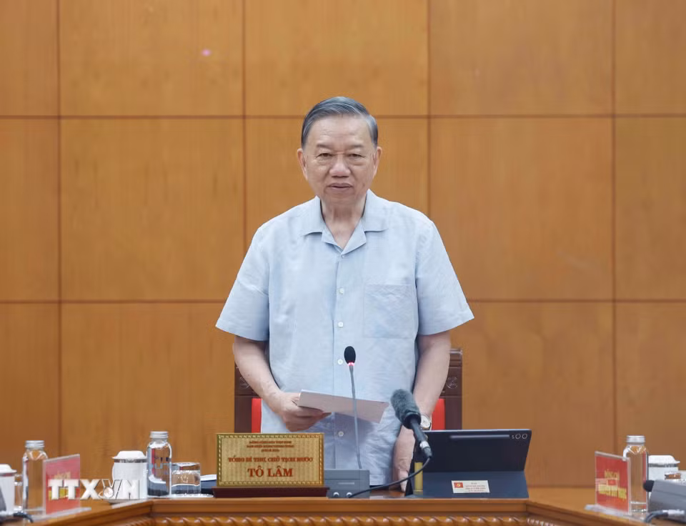 Tổng Bí thư, Chủ tịch nước Tô Lâm phát biểu chỉ đạo. (Ảnh: Thống Nhất/TTXVN)