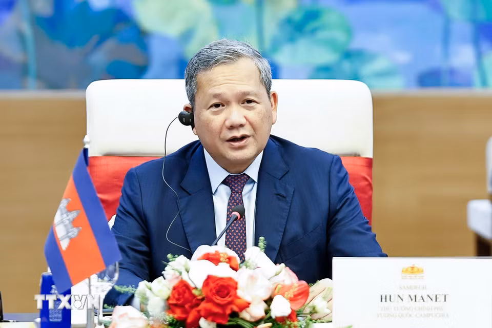 Thủ tướng Campuchia Hun Manet phát biểu. (Ảnh: Doãn Tấn/TTXVN)