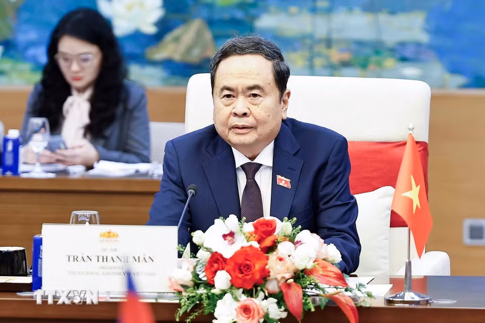 Chủ tịch Quốc hội Trần Thanh Mẫn phát biểu. (Ảnh: Doãn Tấn/TTXVN)
