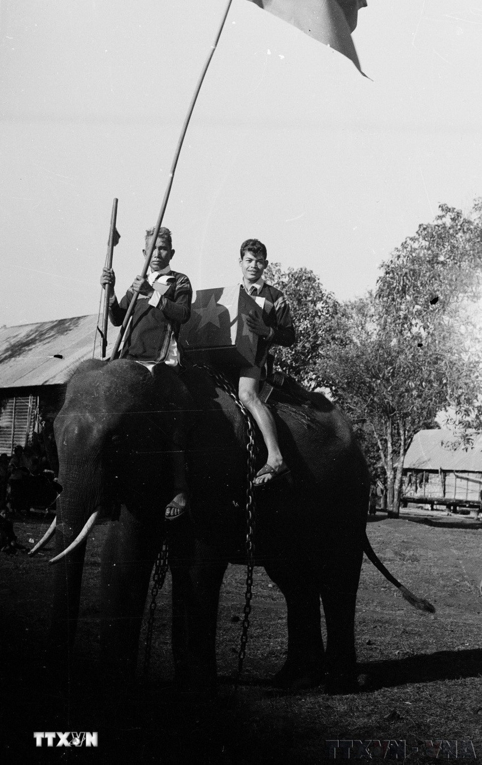 Để thể hiện tính liên tục của Nhà nước qua các giai đoạn đấu tranh cách mạng, Quốc hội đã quy định khóa Quốc hội của nước Việt Nam thống nhất là Quốc hội khóa VI. Trong ảnh: Đồng bào dân tộc Ê Đê (Đắk Lắk) dùng voi mang hòm phiếu lưu động trong ngày bầu cử Quốc hội khóa VI (25/4/1976). (Ảnh: TTXVN)