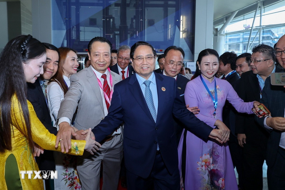 Thủ tướng Phạm Minh Chính đến dự Phiên Đối thoại Cấp cao tại Hội nghị Thượng đỉnh Kinh doanh và Đầu tư ASEAN (ABIS). (Ảnh: Dương Giang/TTXVN)