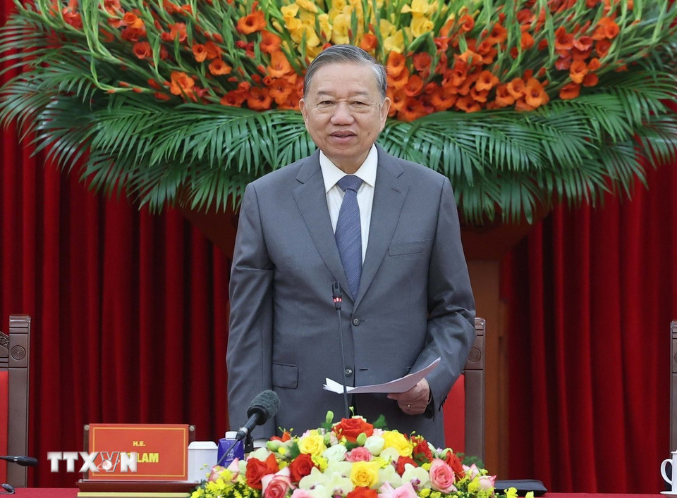 Tổng Bí thư Tô Lâm phát biểu. (Ảnh: Thống Nhất/TTXVN)