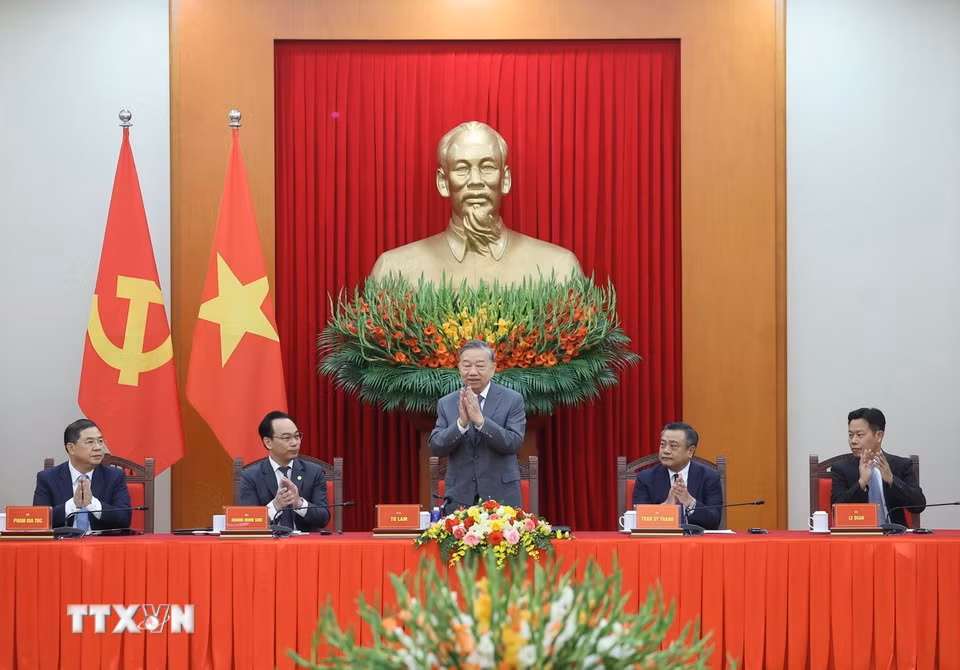 Tổng Bí thư Tô Lâm tại buổi tiếp Đoàn đại biểu tham dự Hội thảo quốc tế Việt Nam học lần thứ 7. (Ảnh: Thống Nhất/TTXVN)