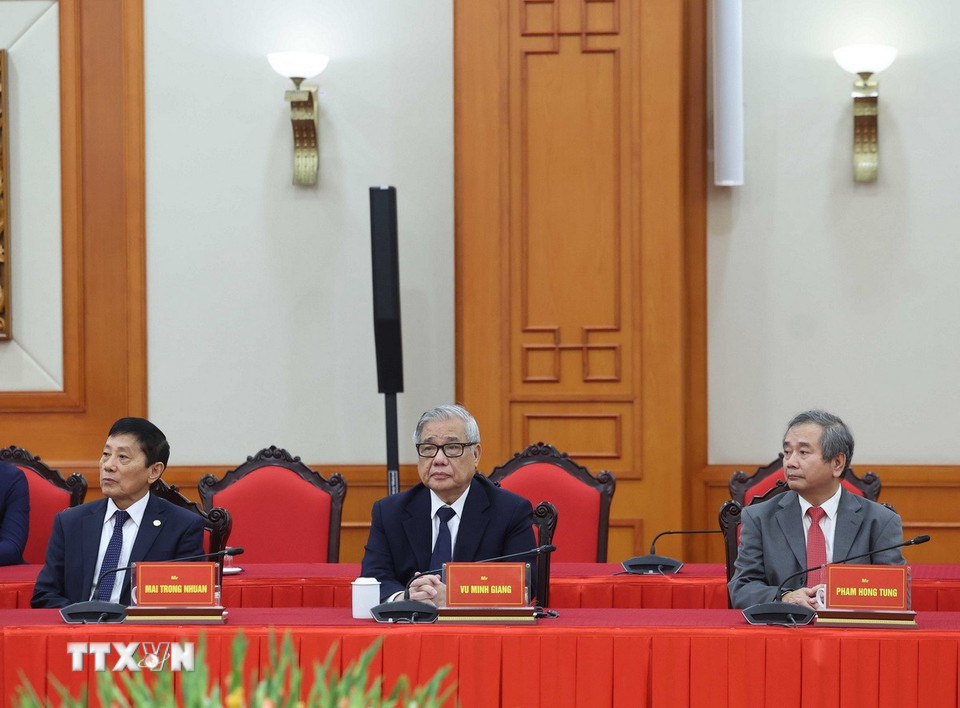 Các đại biểu tham dự buổi gặp Tổng Bí thư Tô Lâm. (Ảnh: Thống Nhất/TTXVN)