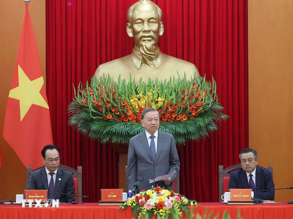 Tổng Bí thư Tô Lâm phát biểu. (Ảnh: Thống Nhất/TTXVN)