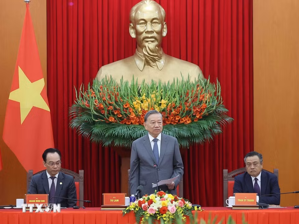 Tổng Bí thư Tô Lâm phát biểu. (Ảnh: Thống Nhất/TTXVN)