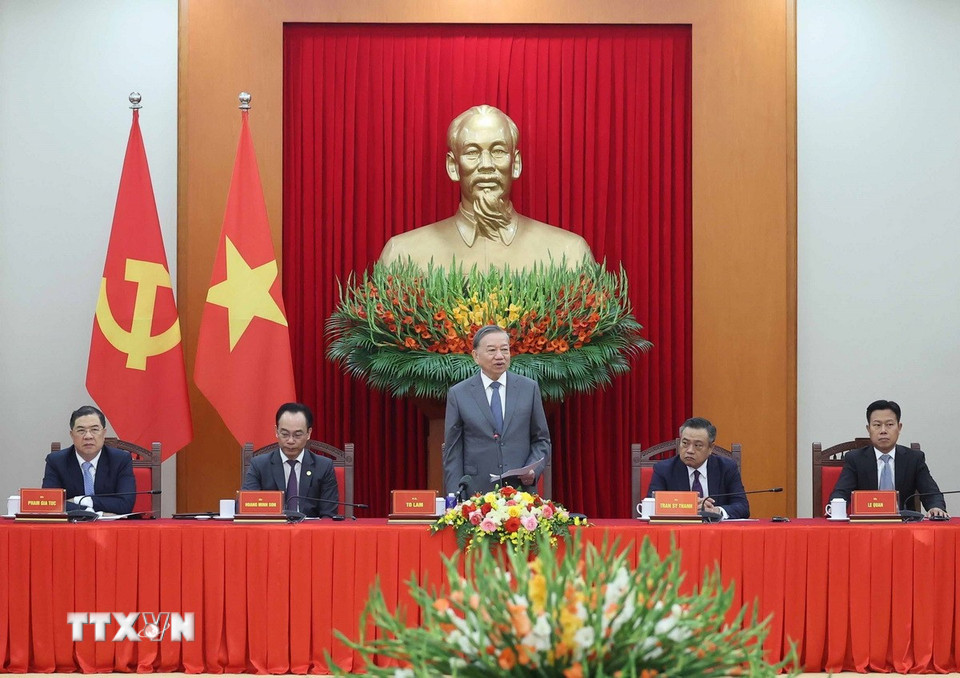 Tổng Bí thư Tô Lâm phát biểu. (Ảnh: Thống Nhất/TTXVN)