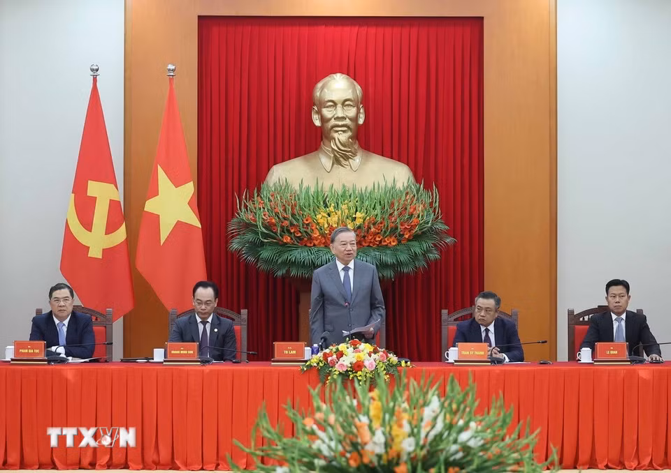 Tổng Bí thư Tô Lâm phát biểu. (Ảnh: Thống Nhất/TTXVN)
