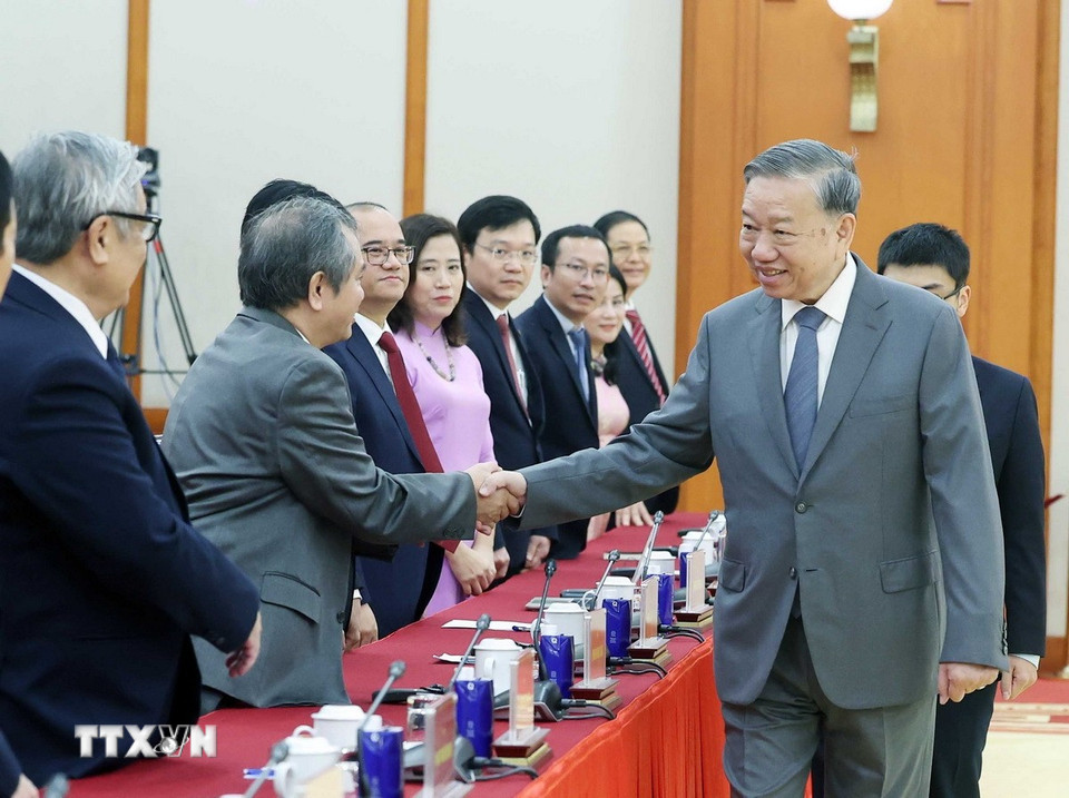 Tổng Bí thư Tô Lâm và các đại biểu. (Ảnh: Thống Nhất/ TTXVN)