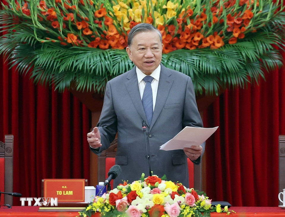 Tổng Bí thư Tô Lâm phát biểu. (Ảnh: Thống Nhất/TTXVN)