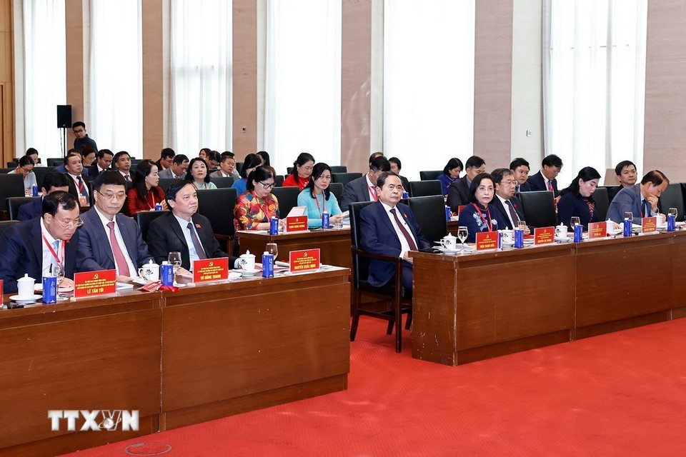 Chủ tịch Quốc hội Trần Thanh Mẫn và đại biểu dự đại hội. (Ảnh: Doãn Tấn/TTXVN)